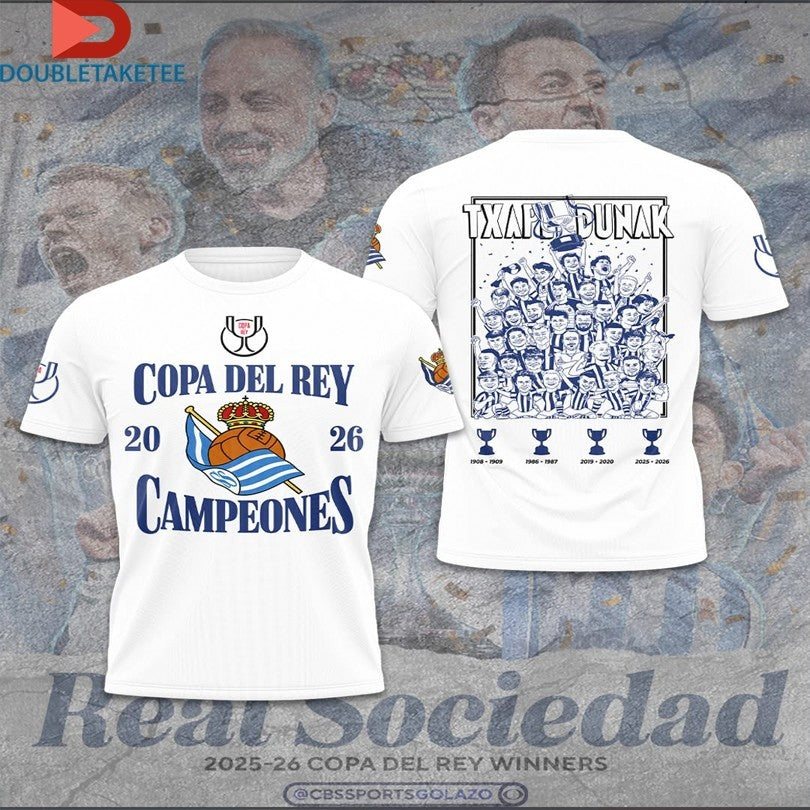 Real Sociedad Copa Del Rey Champions 2026 T-shirts