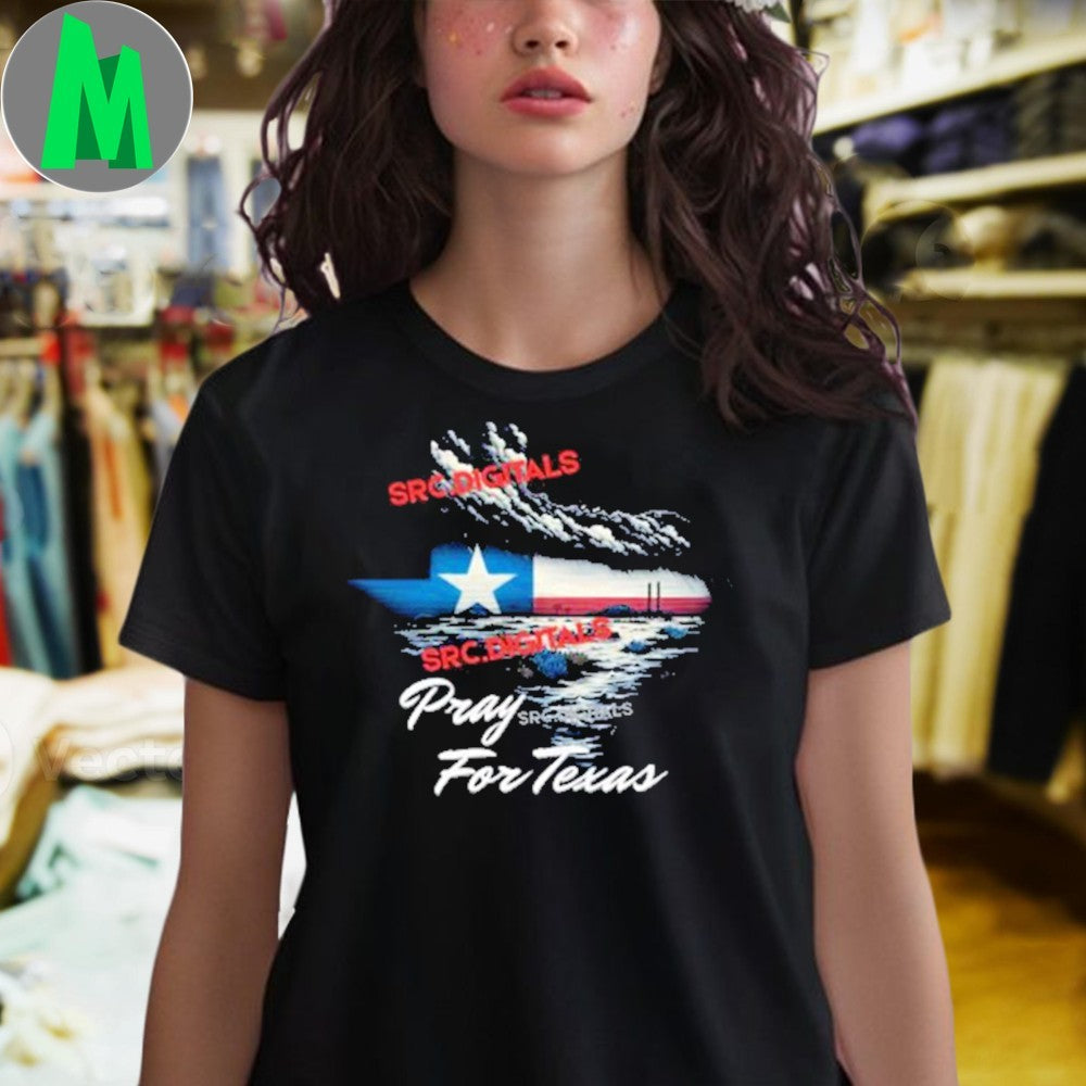 SRC.DIGITALS Pray For Texas Landscape Map T-Shirt
