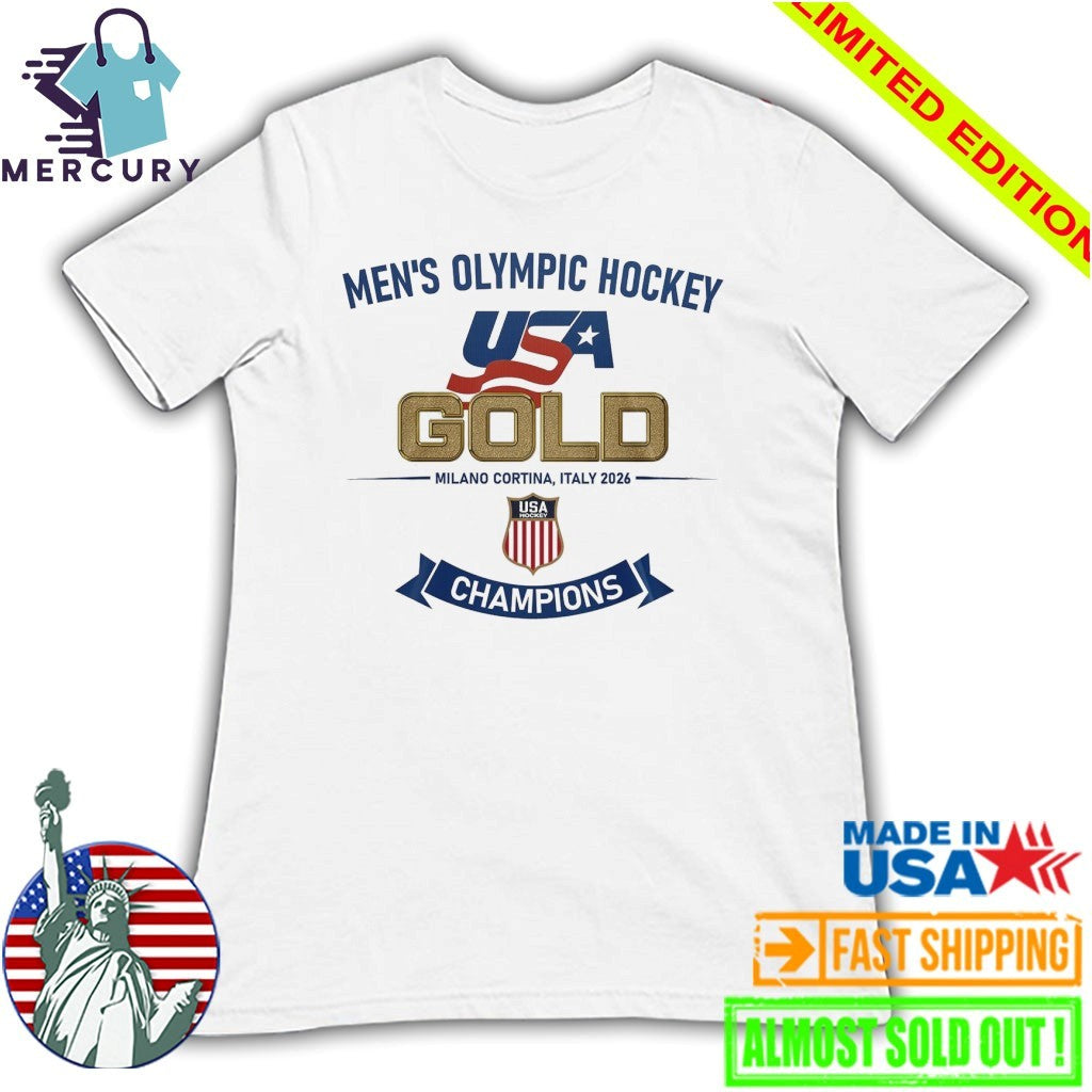 Team USA Men’s Olympic Hockey Milano Cortina 2026 Gold Champions Shirt