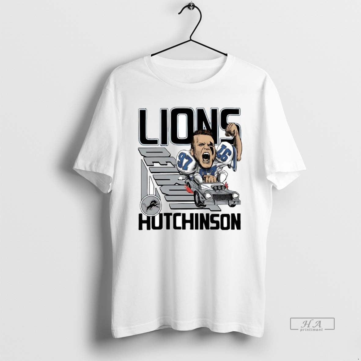Official Trendy Aidan Hutchinson Racer Caricature Detroit Lions