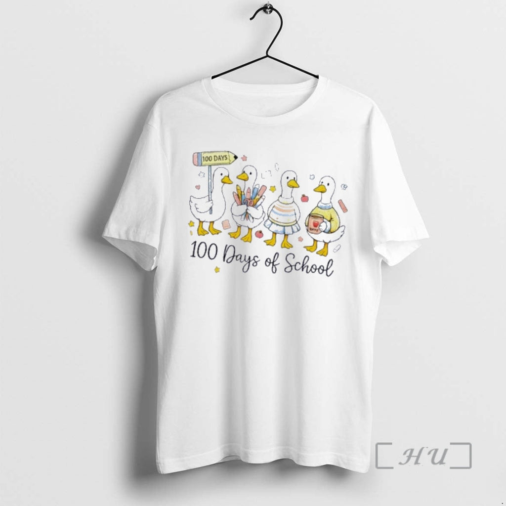 Officials 100 Days School Ducks Cute Goose Teacher 100th Day T-Shirts, Hoodie, Sweatshirt
