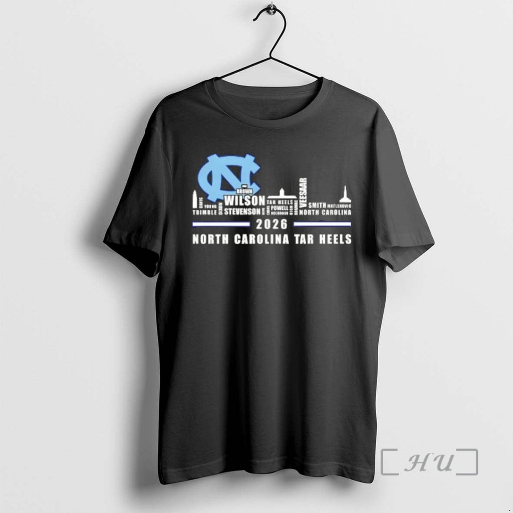 Officials 2026 North Carolina Tar Heels All Names City Skyline T-Shirts, Hoodie, Sweatshirt