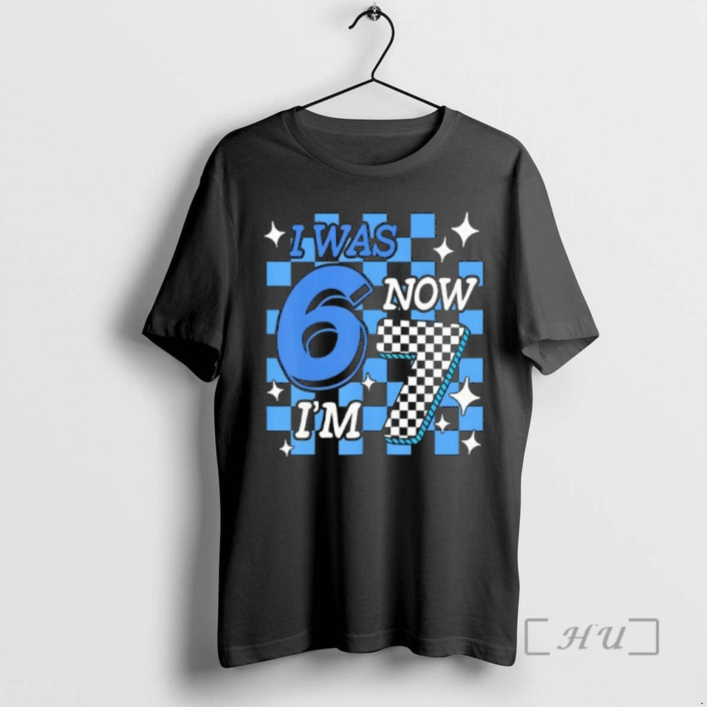 Officials Blue Checkered Boy I Was 6 Now Im 7 T-Shirts, Hoodie, Sweatshirt