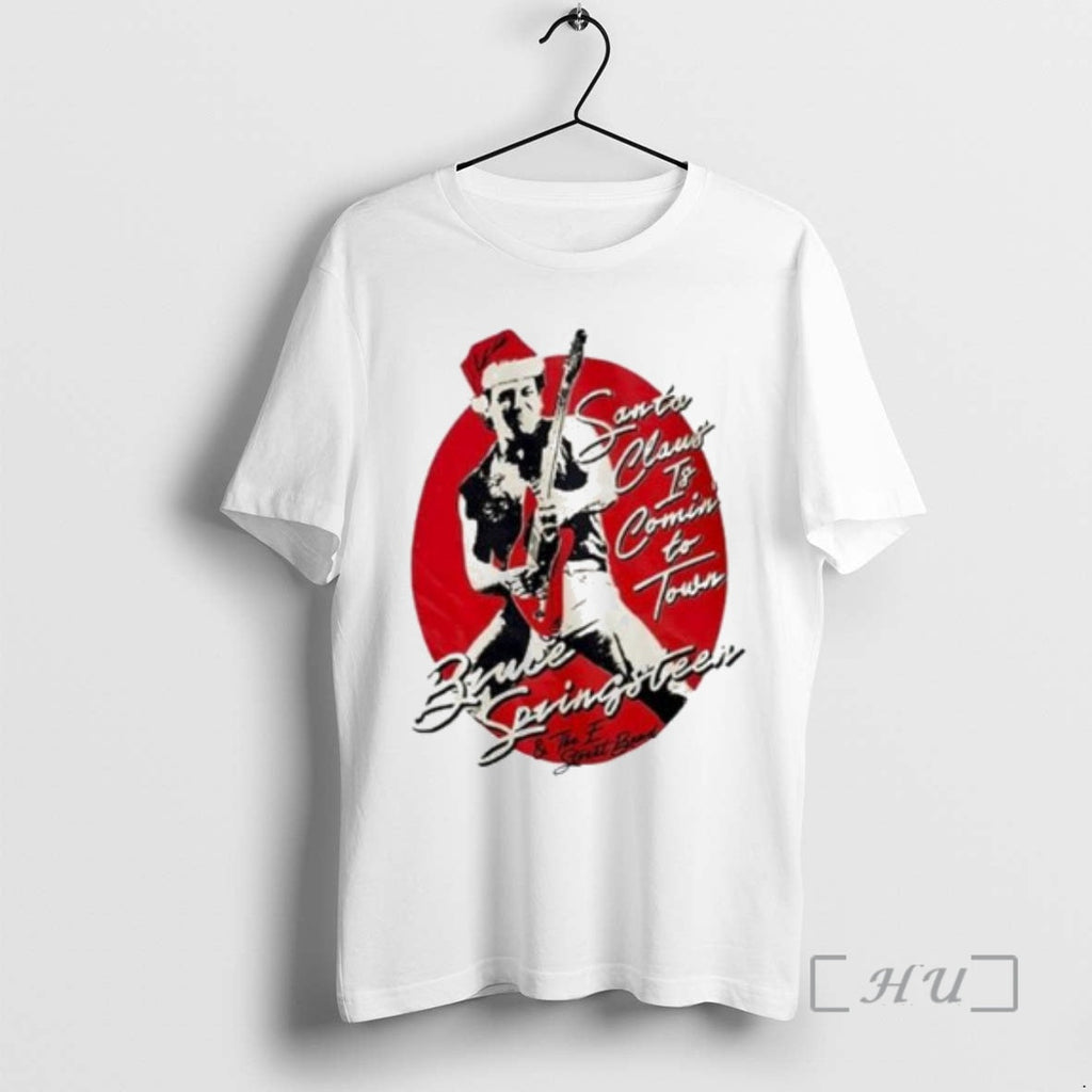 Officials Bruce Springsteen Santa Claus Is Comin Town Circle White T-Shirts, Hoodie, Sweatshirt