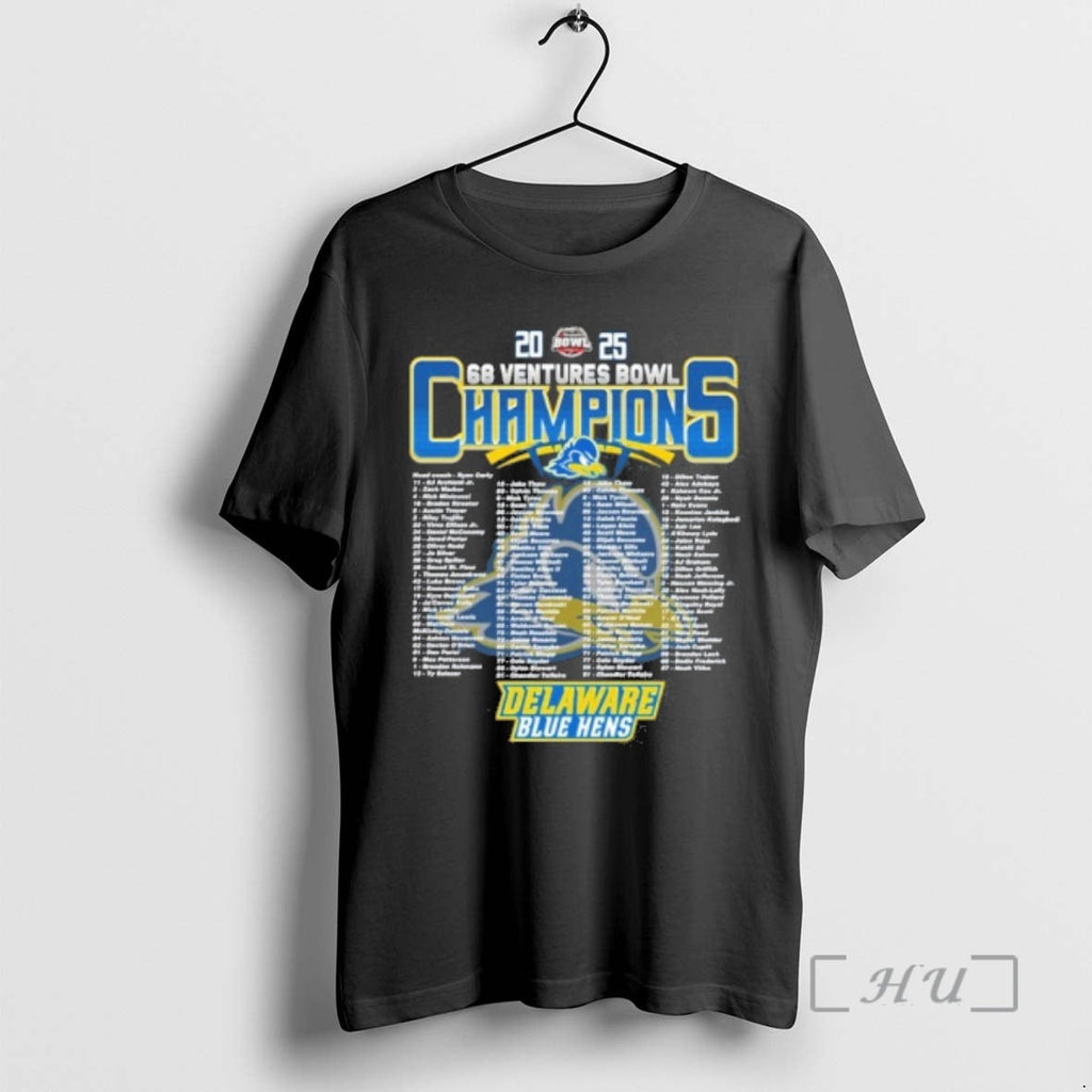 Officials Delaware Blue Hens 2025 68 Ventures Bowl Champions Roster T-Shirts, Hoodie, Sweatshirt