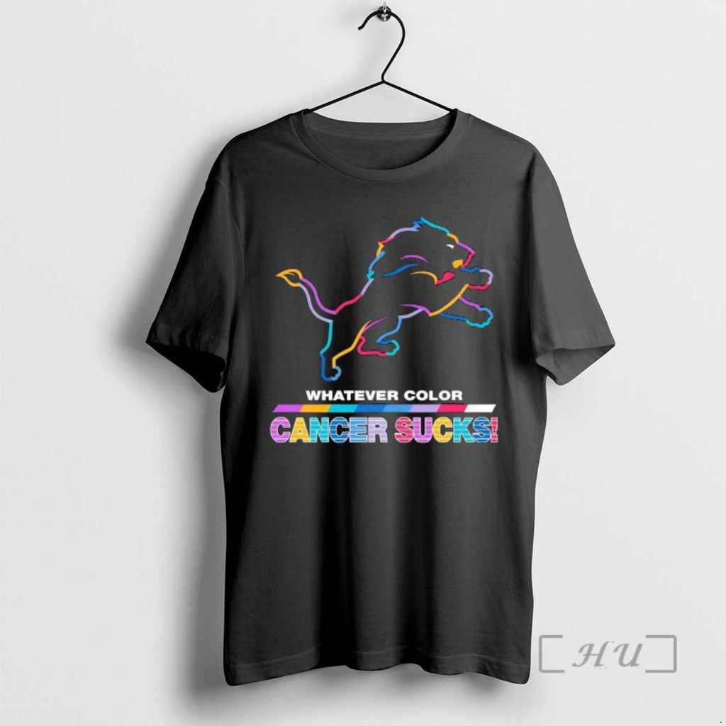 Officials Detroit Lions Football Whatever Color Cancer Sucks Logo Colors T-Shirts, Hoodie, Sweatshirt