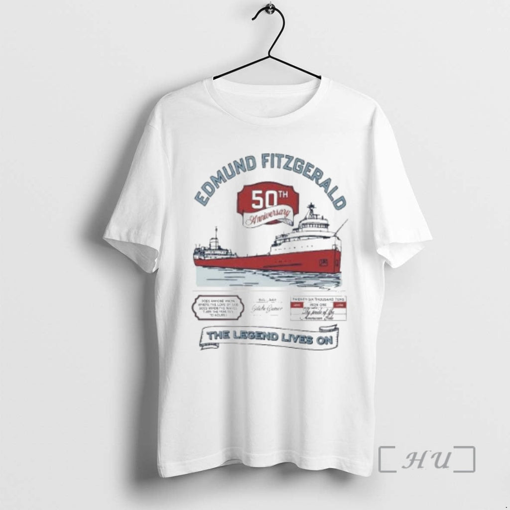 Officials Edmund Fitzgerald 50th Anniversary Legend Lives Circle White T-Shirts, Hoodie, Sweatshirt