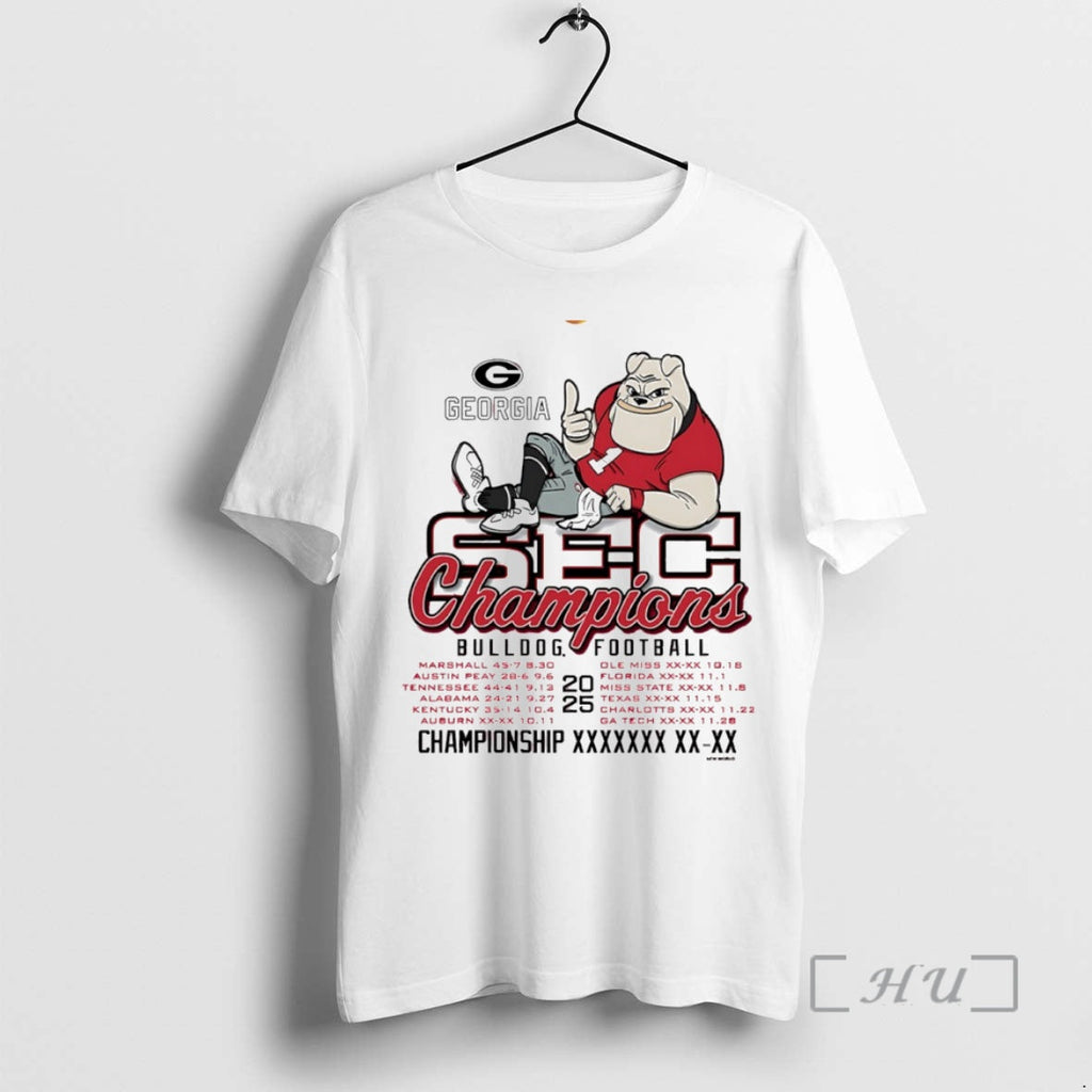 Officials Georgia Bulldogs 2025 Sec Football Champions Mascot Circle T-Shirts, Hoodie, Sweatshirt