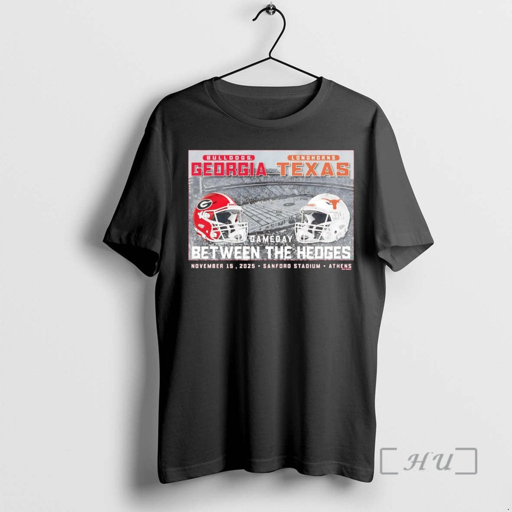 Officials Georgia Bulldogs Vs Texas Longhorns 2025 Gameday Between Hedges T-Shirts, Hoodie, Sweatshirt