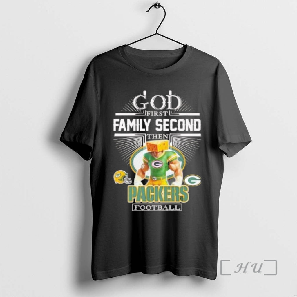 Officials God First Family Second Then Green Bay Packers Cheesehead Football T-Shirts, Hoodie, Sweatshirt