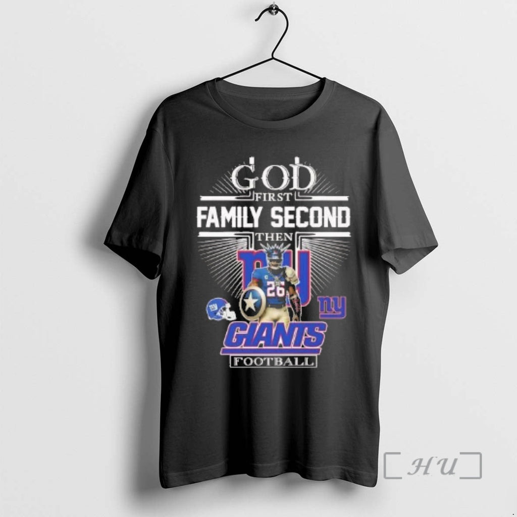 Officials God First Family Second Then New York Giants Football Mascot T-Shirts, Hoodie, Sweatshirt