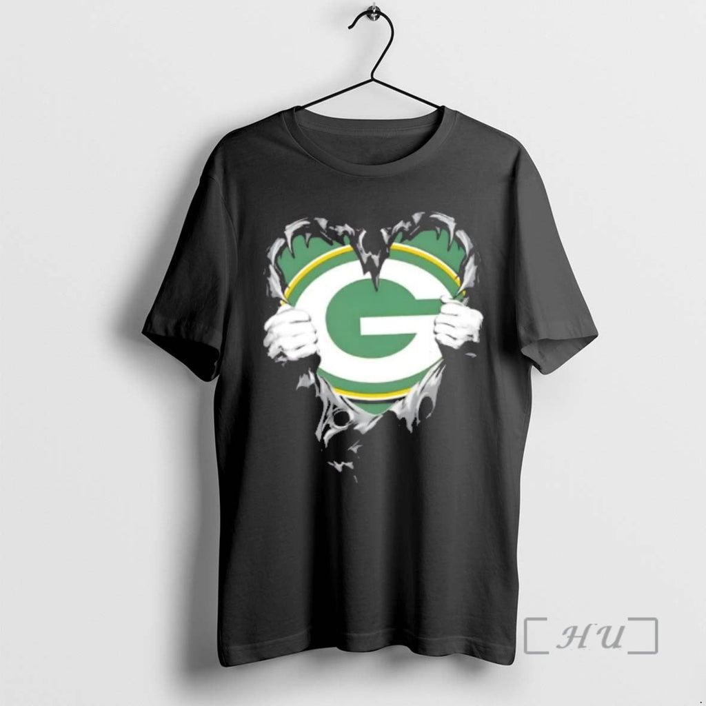 Officials Green Bay Packers Rip Chest Forever My Heart T-Shirts, Hoodie, Sweatshirt