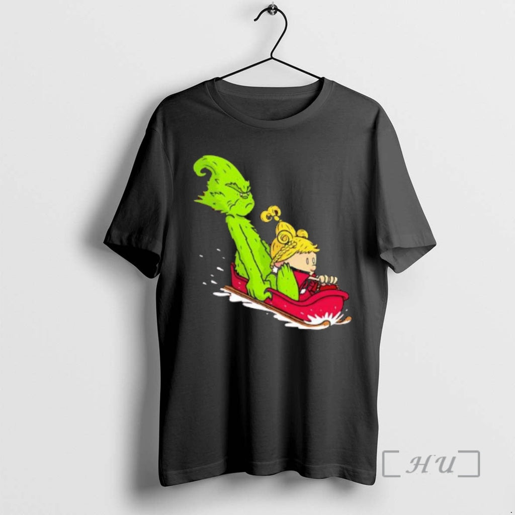 Officials Grinch Cindy Lou Who Calvin Hobbes Sleigh Daescent T-Shirts, Hoodie, Sweatshirt