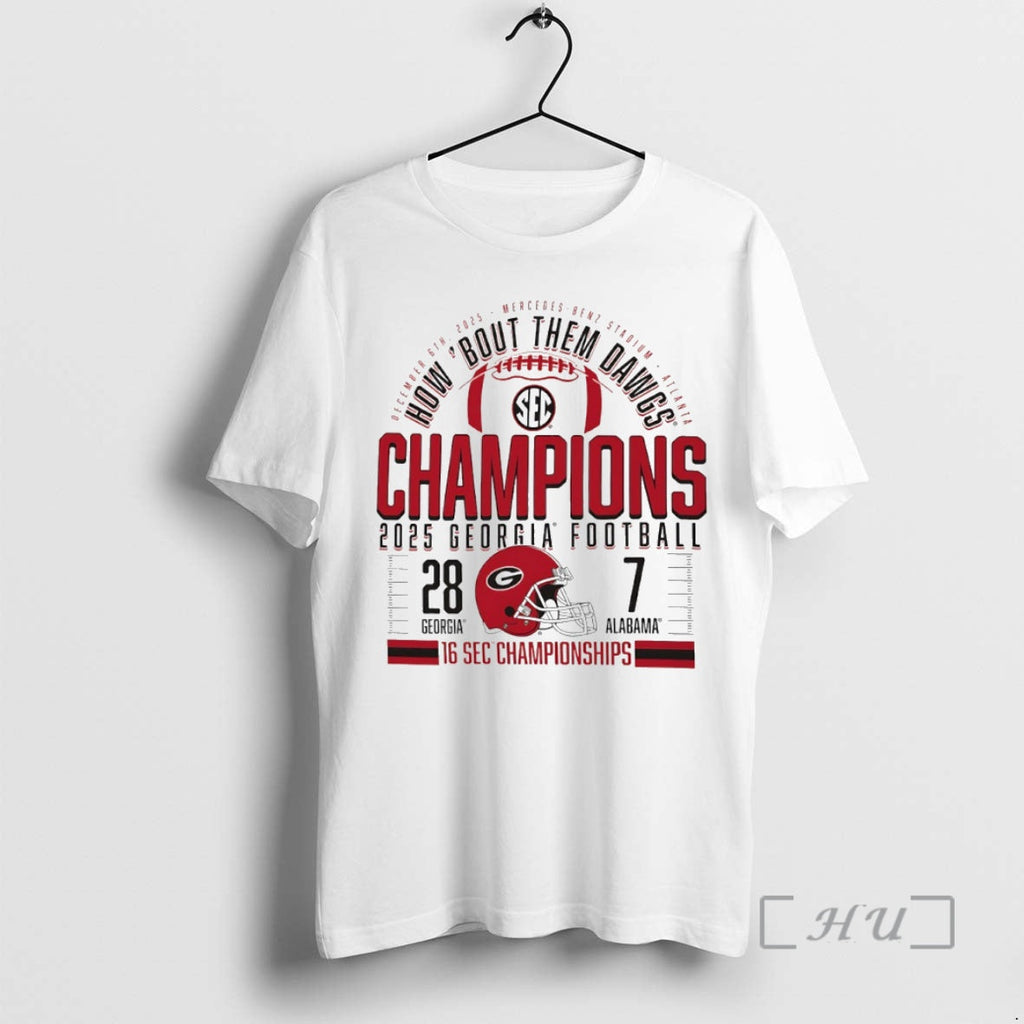Officials How Bout Them Dawgs Georgia Bulldogs 2025 Sec Football Champions Helmet Circle T-Shirts, Hoodie, Sweatshirt