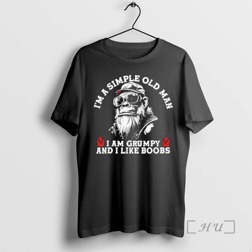 Officials Im Simple Old Man I Am Grumpy I Like Boobs Monkey T-Shirts, Hoodie, Sweatshirt