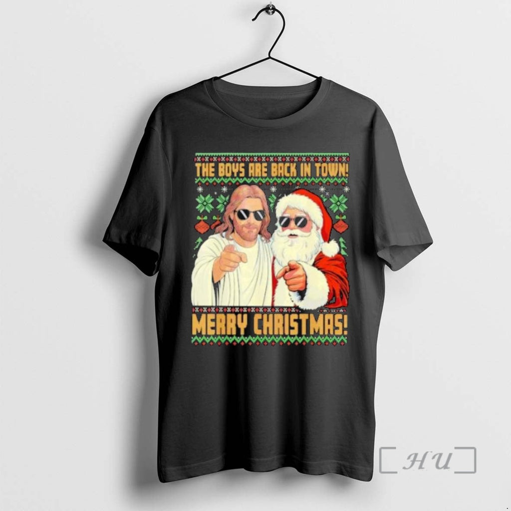 Officials Jesus Santa Are Back Town Merry Circle Black T-Shirts, Hoodie, Sweatshirt