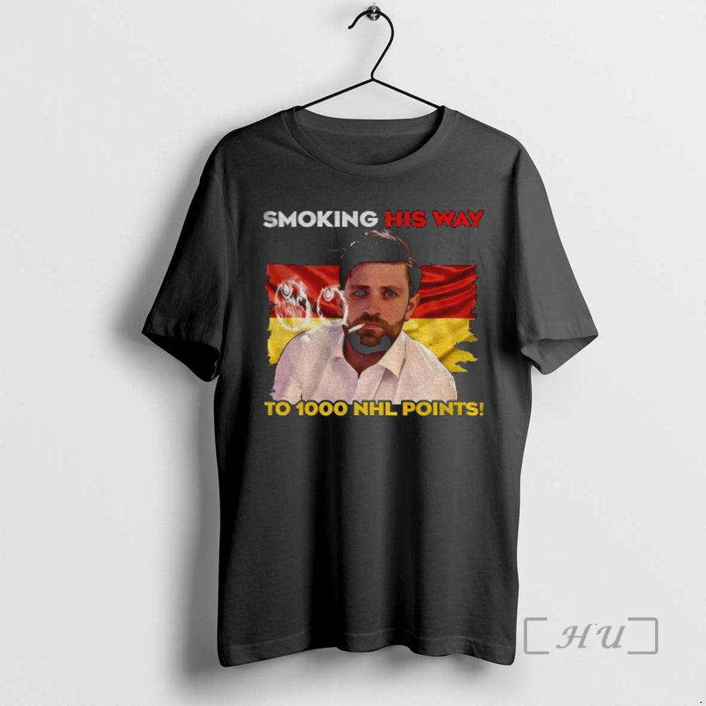 Officials Leon Draisaitl Smoking His Way 1000 Points Funny Meme T-Shirts, Hoodie, Sweatshirt