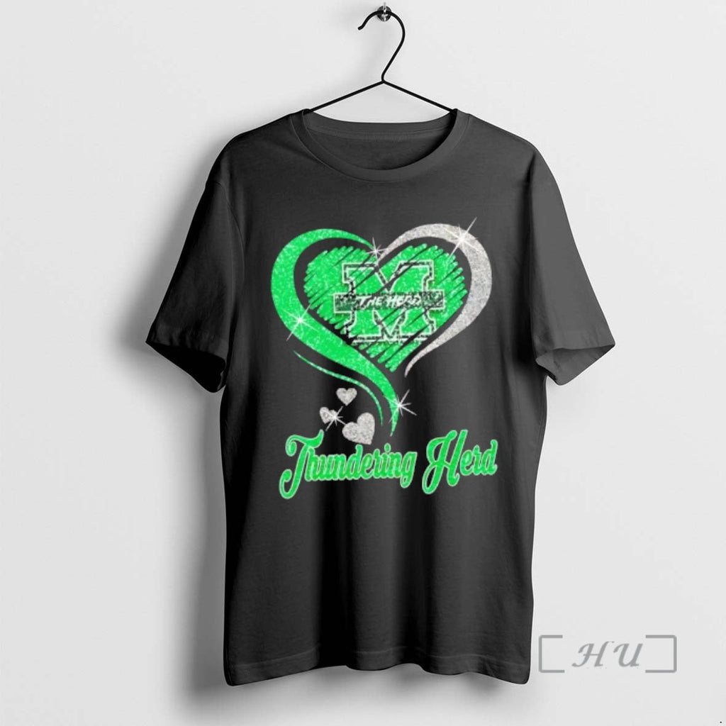Officials Marshall Thundering Herd Football Glitter Heart Fans T-Shirts, Hoodie, Sweatshirt