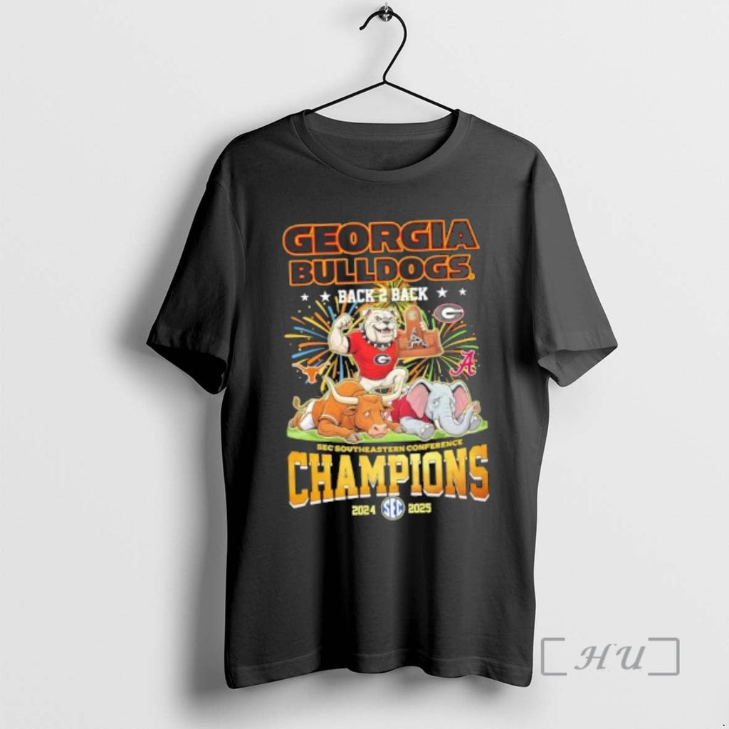 Officials Mascots Georgia Bulldogs Back 2 Back Sec Southeastern Conference Champions 2024 2025 T-Shirts, Hoodie, Sweatshirt