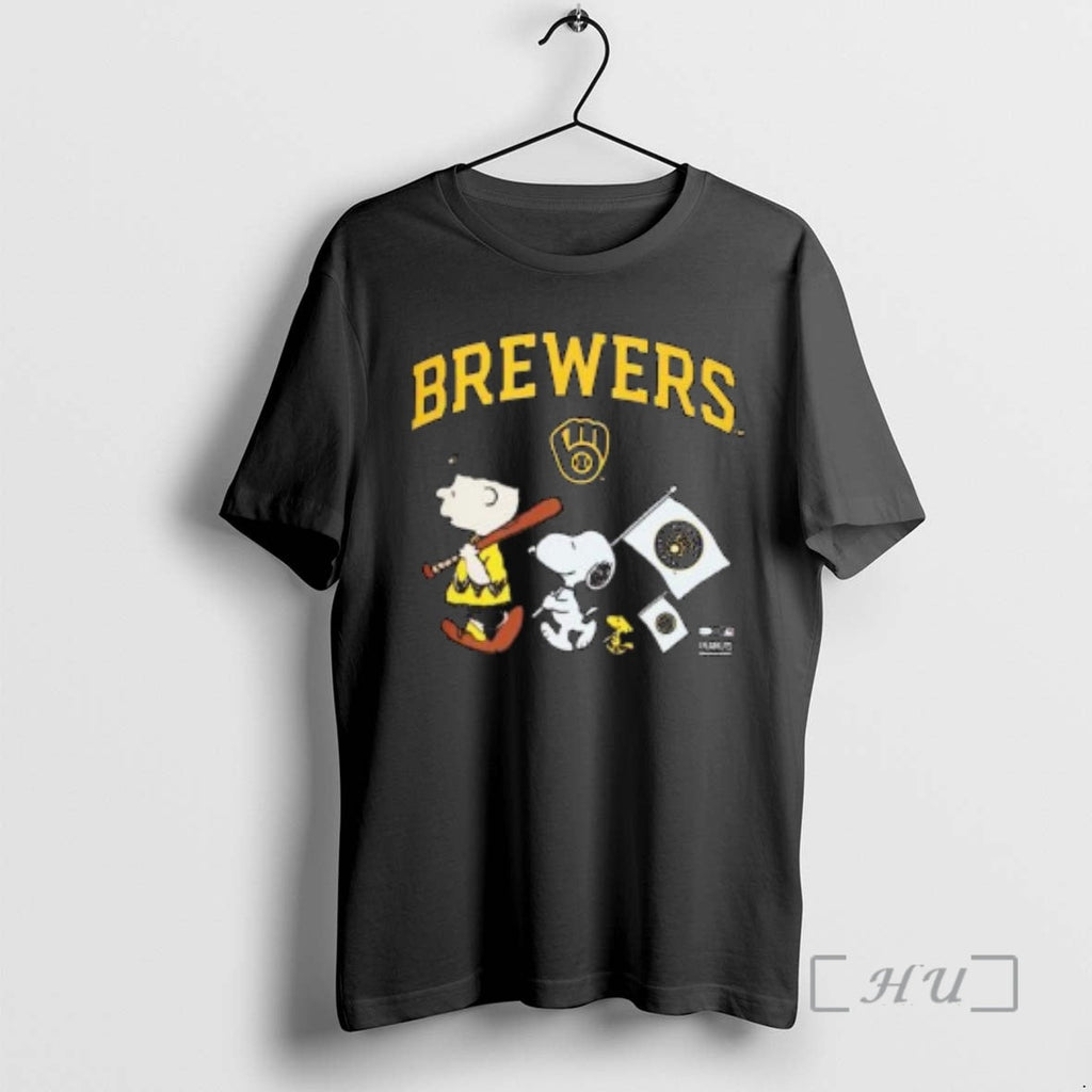 Officials Milwaukee Brewers Peanuts Flag Circle Black T-Shirts, Hoodie, Sweatshirt