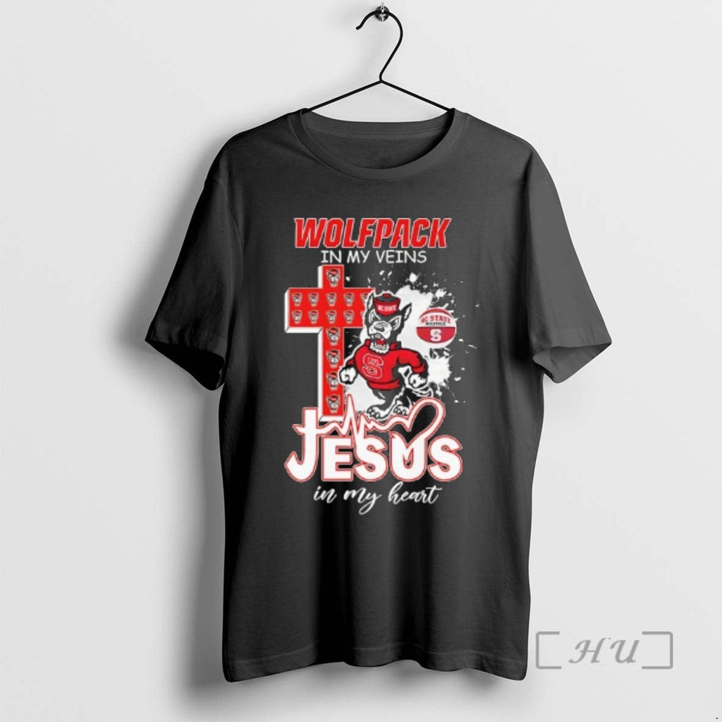 Officials Nc State Wolfpack My Veins Jesus My Heart Mascot Cross T-Shirts, Hoodie, Sweatshirt