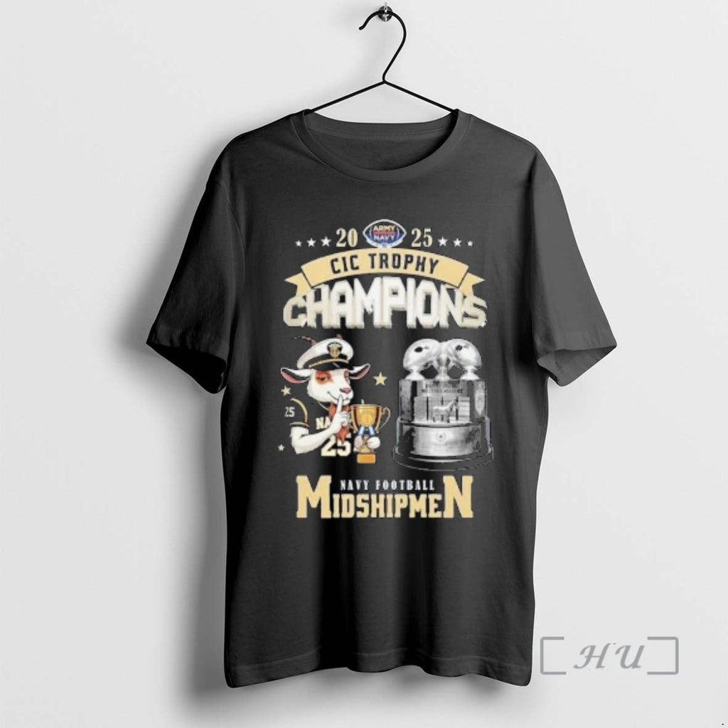 Officials Navy Midshipmen Football 2025 Cic Trophy Champions Mascot Circle Black T-Shirts, Hoodie, Sweatshirt