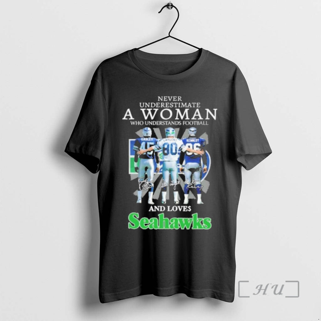 Officials Never Underestimate Woman Who Understands Football Player Signature Loves Seahawks T-Shirts, Hoodie, Sweatshirt