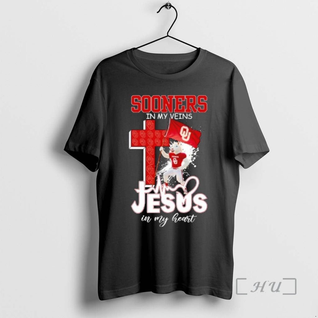 Officials Oklahoma Sooners My Veins Jesus My Heart Flag T-Shirts, Hoodie, Sweatshirt