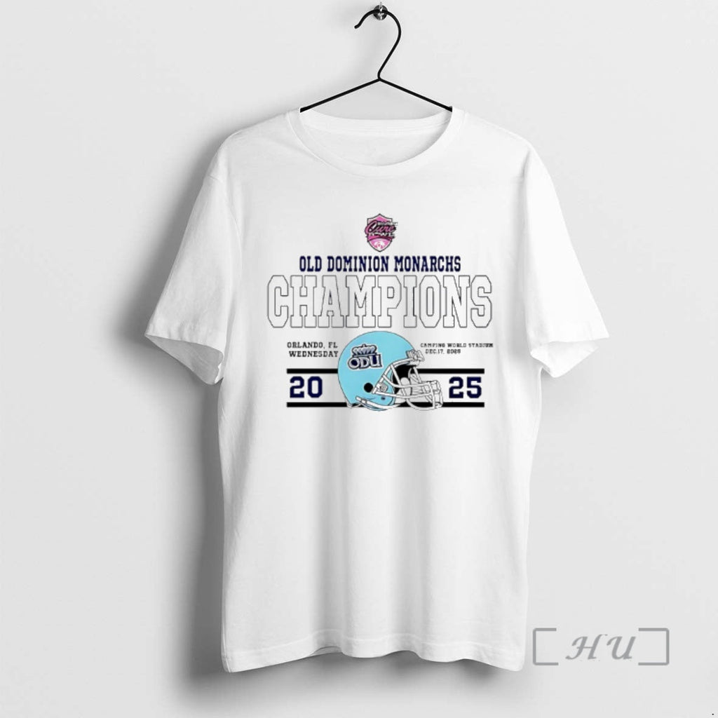 Officials Old Dominion Monarchs Football 2025 Cure Bowl Champions Helmet T-Shirts, Hoodie, Sweatshirt