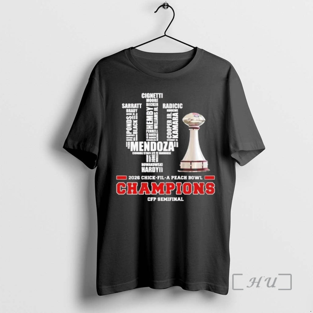 Officials Peach Bowl Champions 2026 Indiana Football Trophy T-Shirts, Hoodie, Sweatshirt
