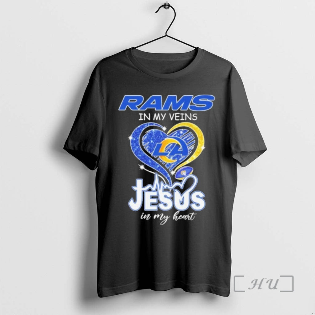 Officials Rams My Veins Heart Jesus My Heart T-Shirts, Hoodie, Sweatshirt