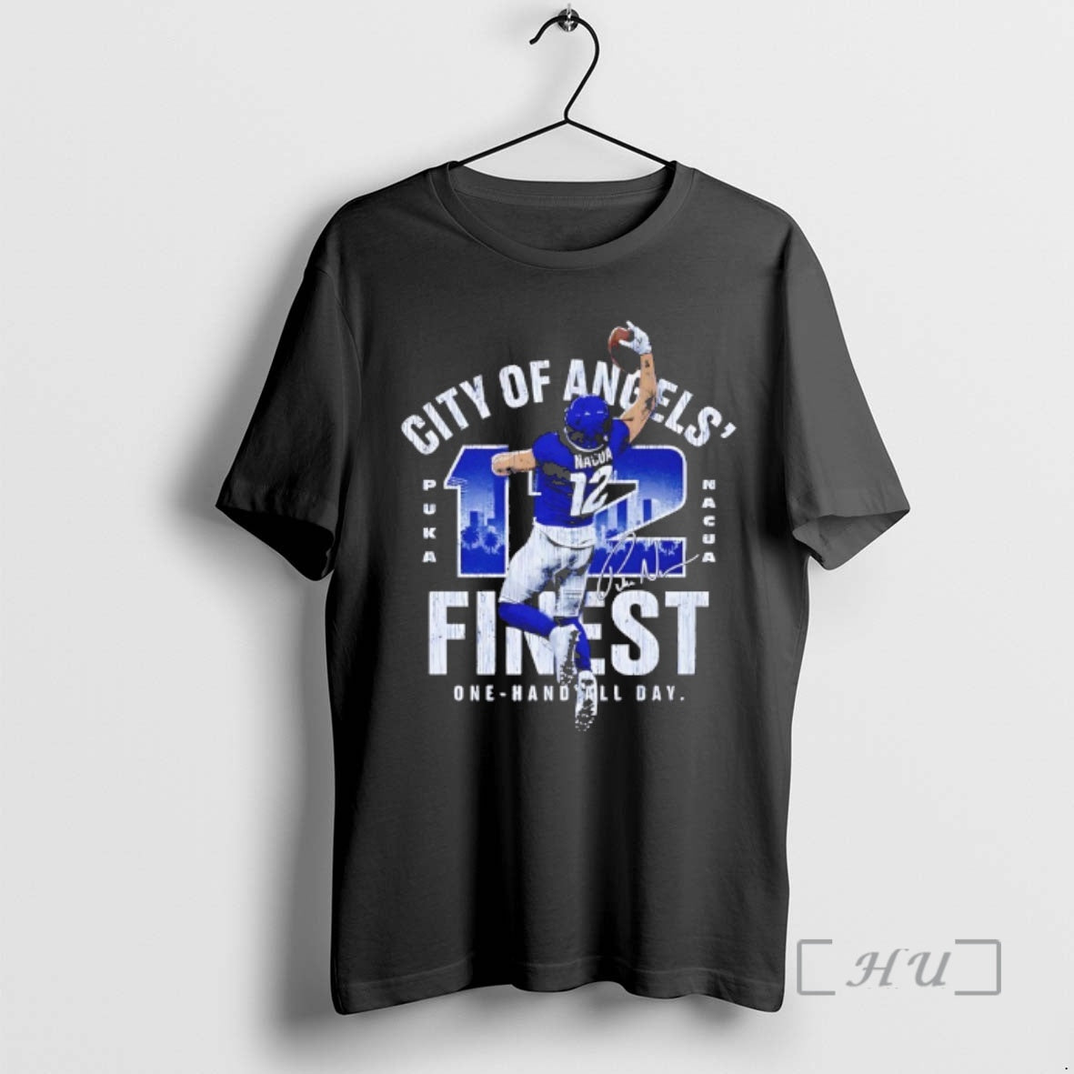 Officials Rams Puka Nacua City Angels Finest One Handed Grab Signature T-Shirts, Hoodie, Sweatshirt