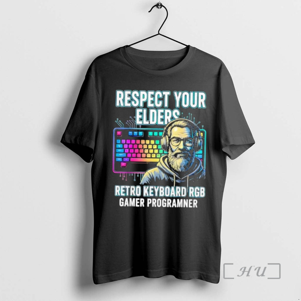 Officials Respect Your Elders Retro Keyboard Rgb Gamer Programmer T-Shirts, Hoodie, Sweatshirt