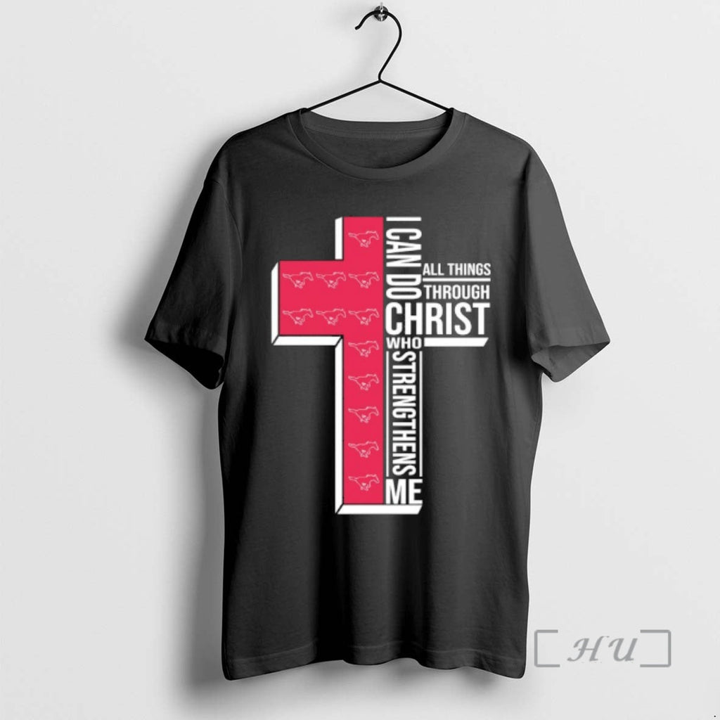 Officials Smu Mustangs Cross I Can Do All Things Through Christ Who Strengthen Me T-Shirts, Hoodie, Sweatshirt