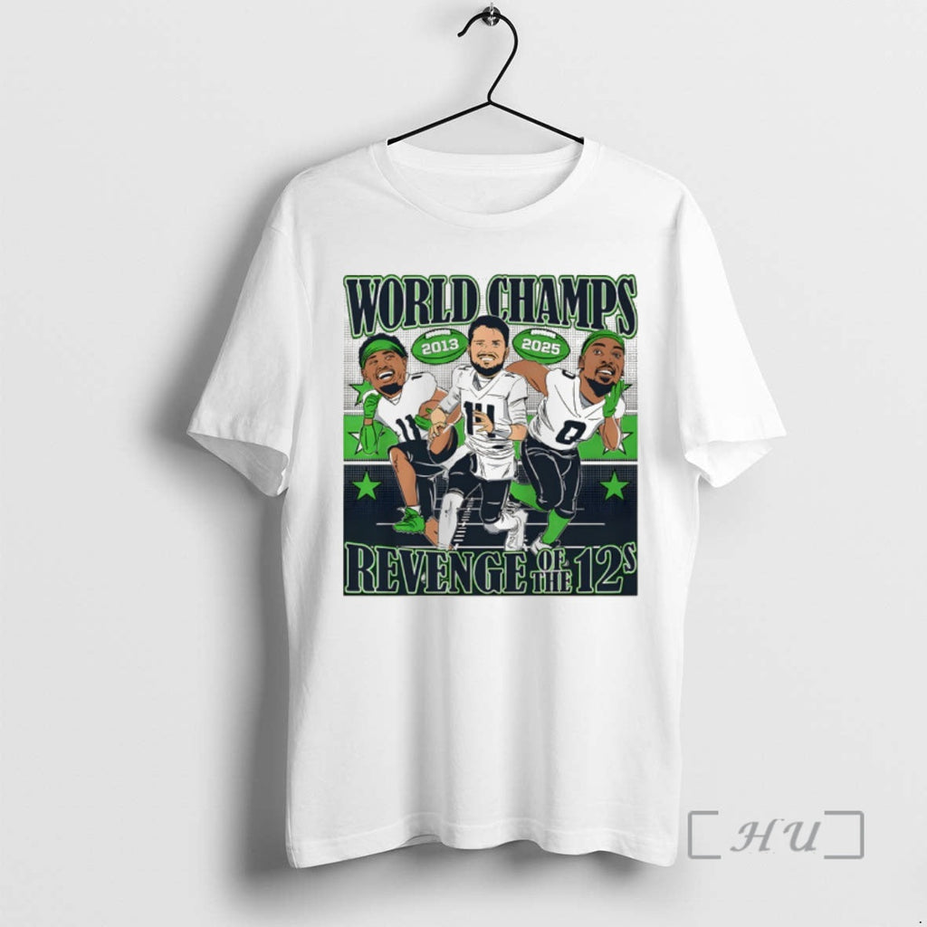 Officials Sam Darnold Jaxon Smith Njigba Demarcus World Champions Caricatures Revenge 12s T-Shirts, Hoodie, Sweatshirt