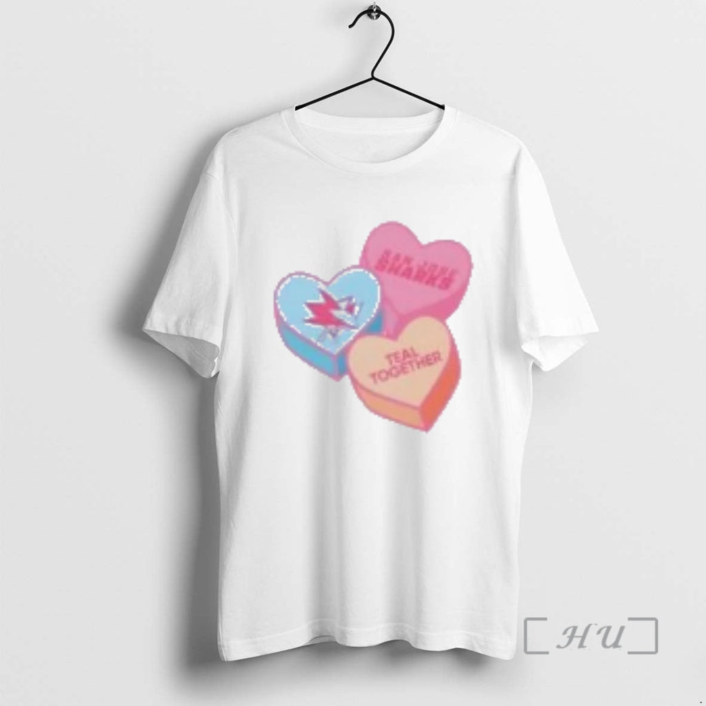 Officials San Jose Sharks Teal Together Candy Heart T-Shirts, Hoodie, Sweatshirt