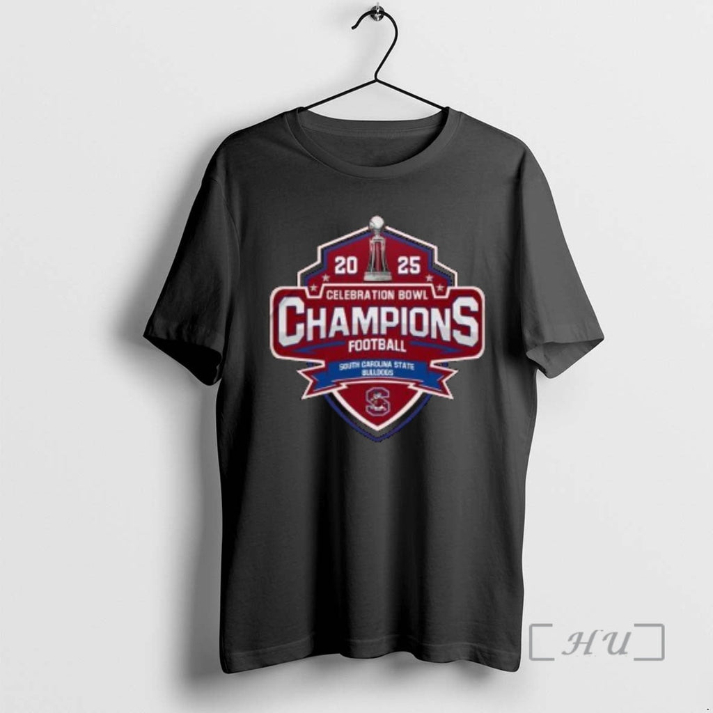 Officials South Carolina State Bulldogs Celebration Bowl Champions 2025 Trophy Circle Black T-Shirts, Hoodie, Sweatshirt