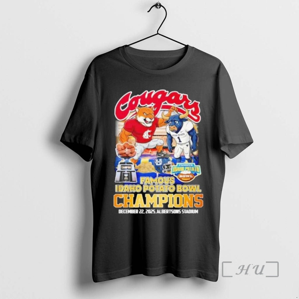 Officials Washington State Cougars Cfp Famous Idaho Potato Bowl Champions 2025 Mascot T-Shirts, Hoodie, Sweatshirt