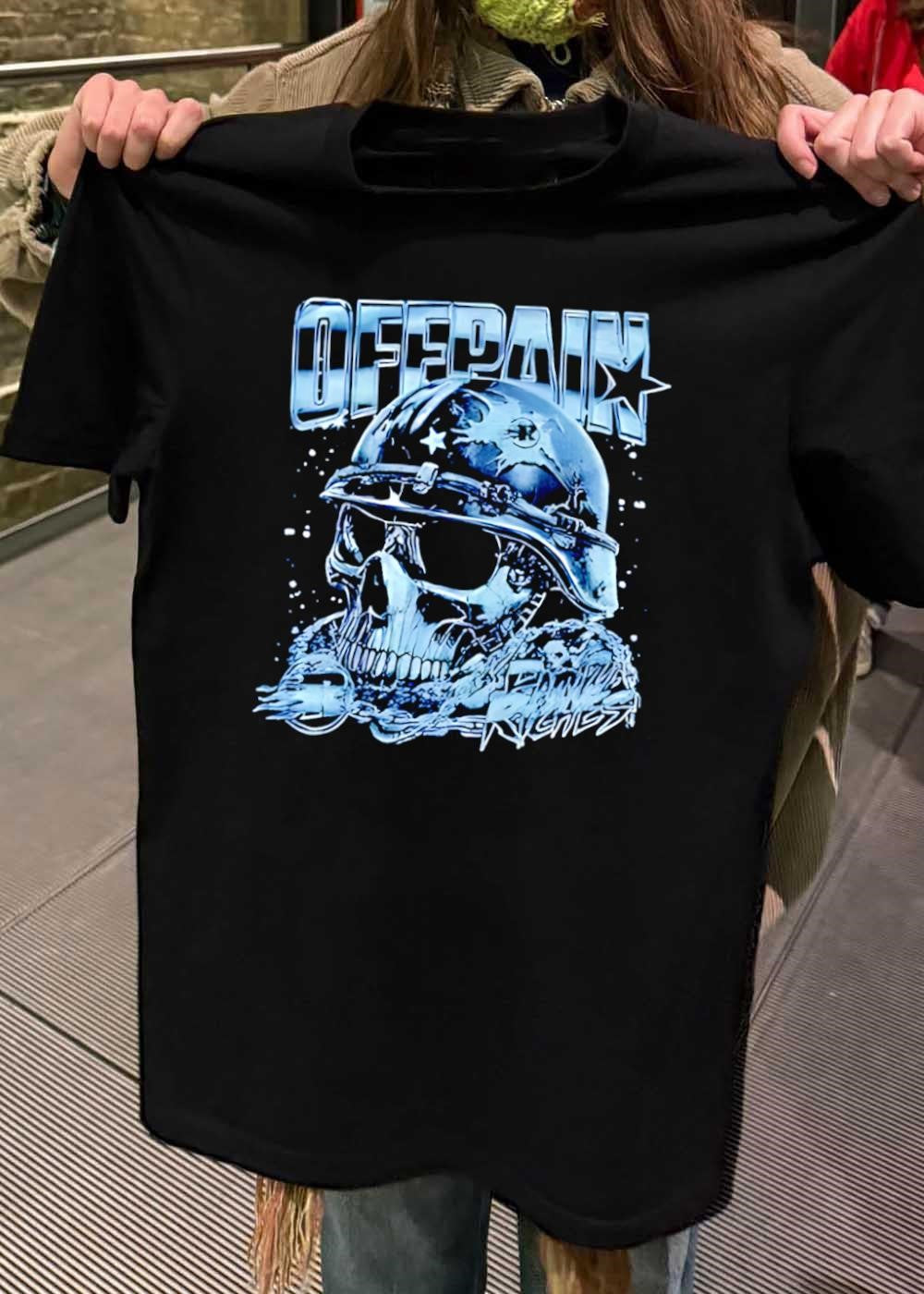 Offpain Riches Skull Wearing Military Helmet T-Shirt