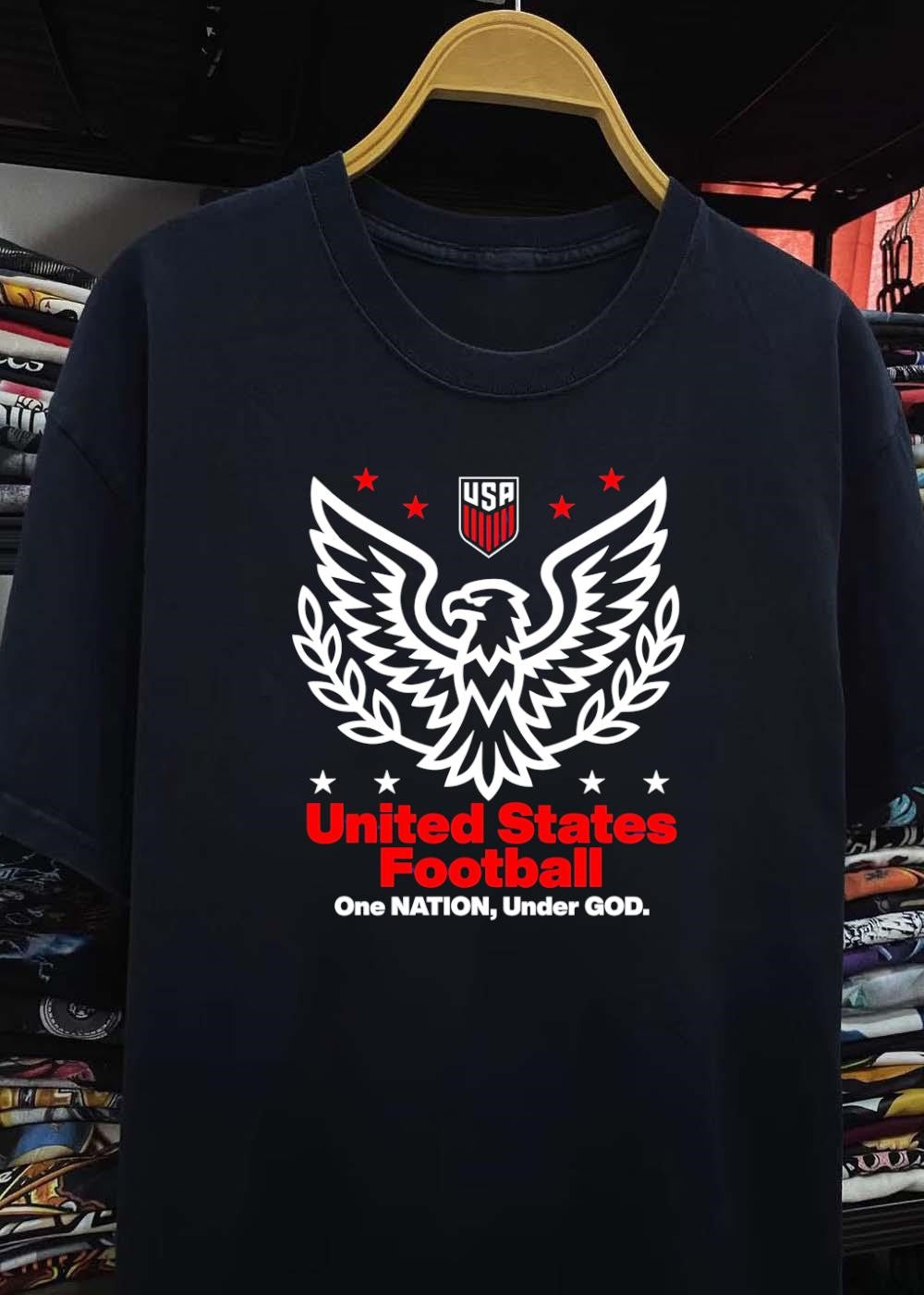 One Nation Under God United States Football Eagle USA Shield T-Shirt