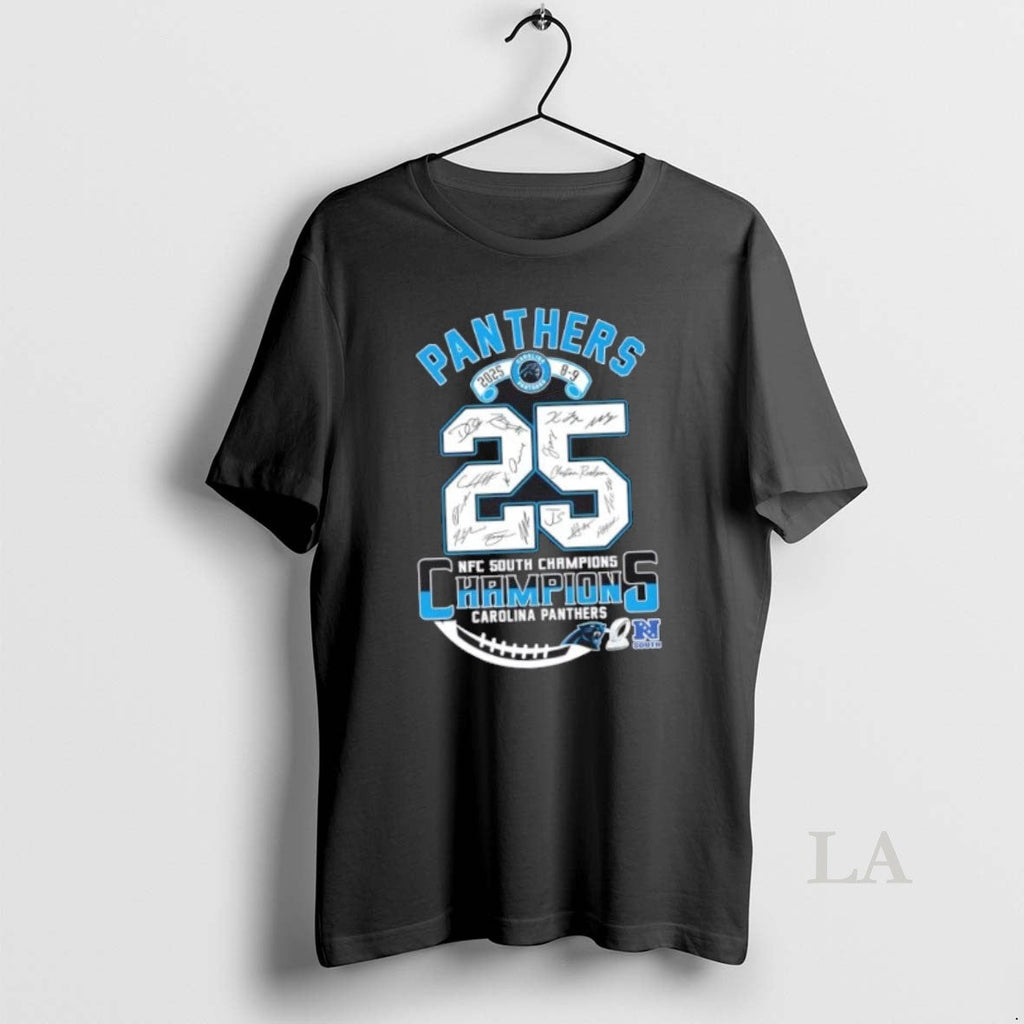 Original 2025 8 9 Nfc South Division Champions Carolina Panthers All Signatures T-Shirts, Hoodie, Sweatshirt