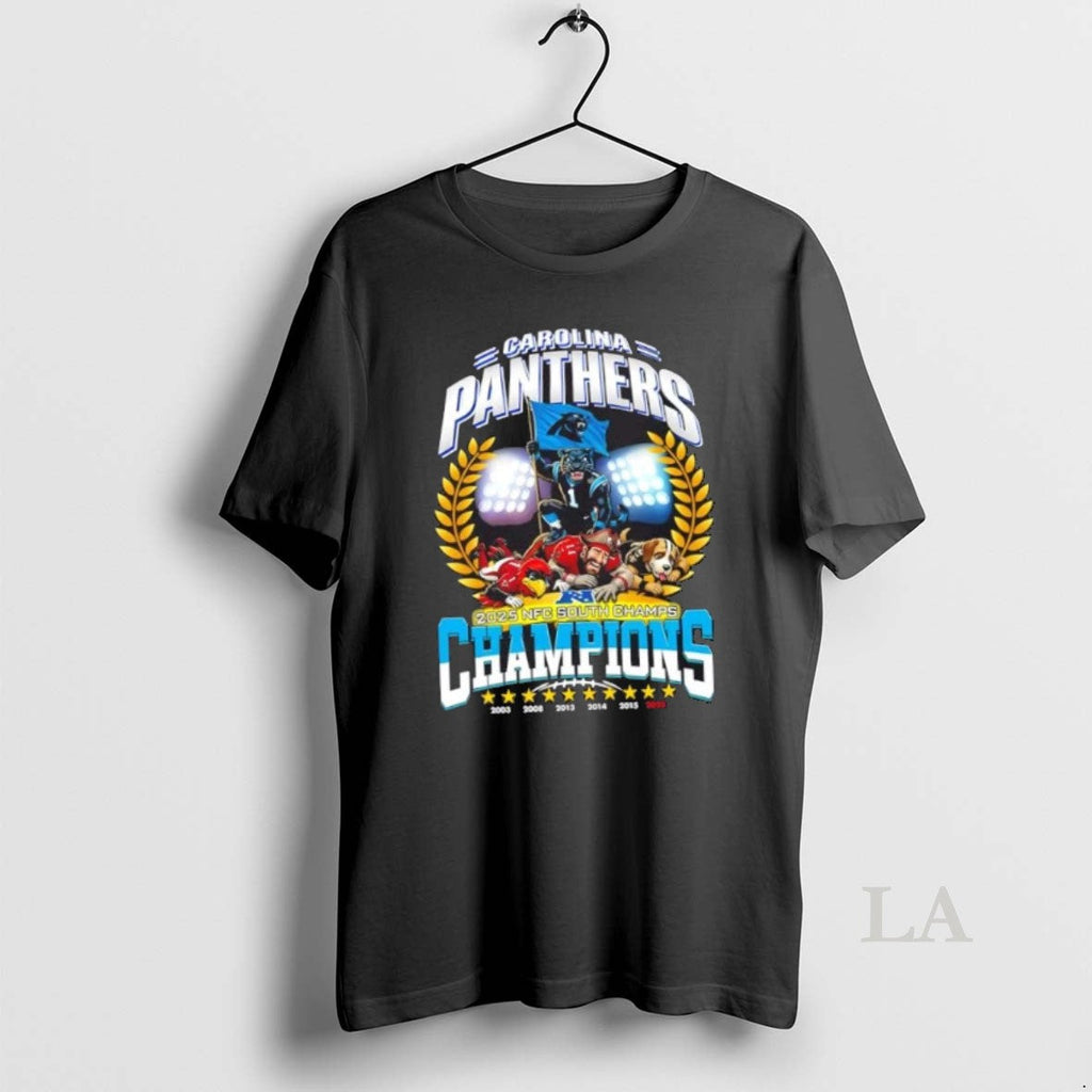 Original 2025 Carolina Panthers Win Nfc South Champions Mascot Football T-Shirts, Hoodie, Sweatshirt