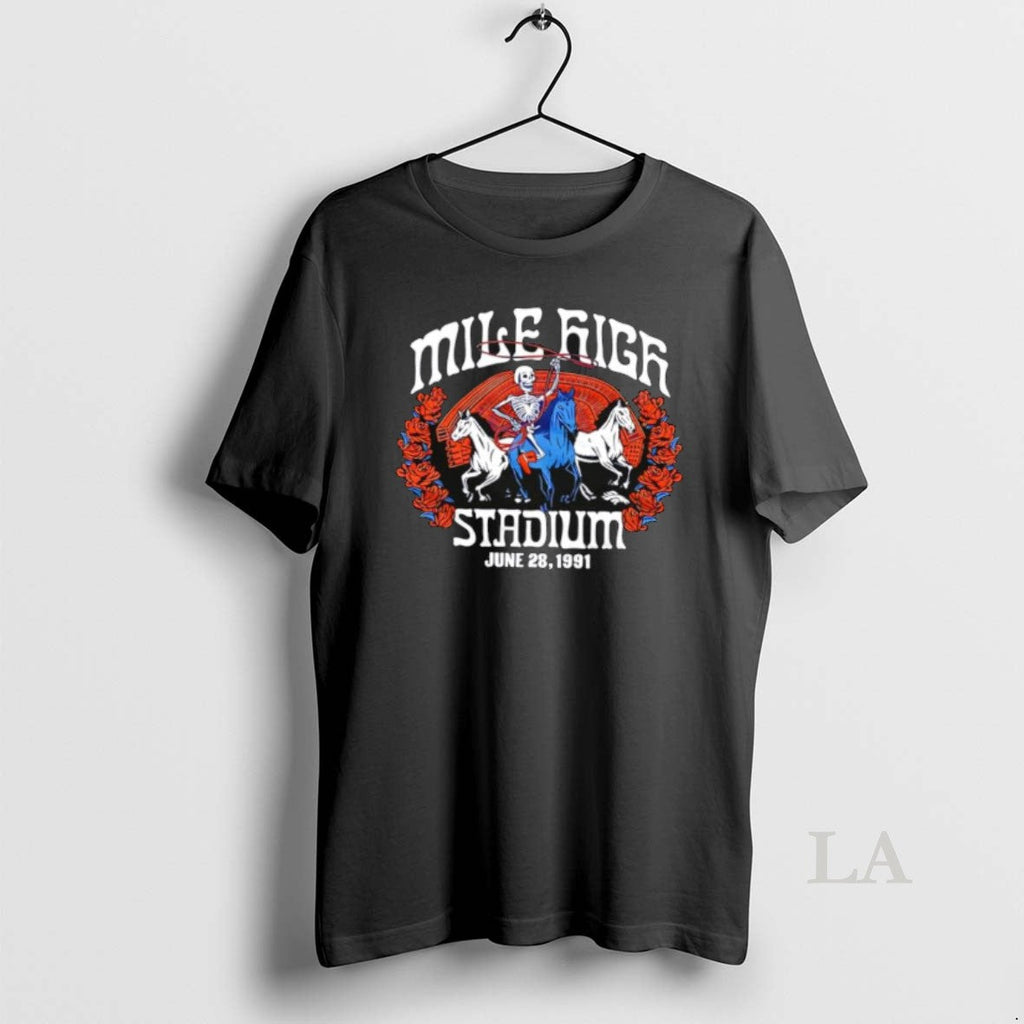 Original Grateful Dead Broncos Skeleton Mile High Stadium 1991 T-Shirts, Hoodie, Sweatshirt