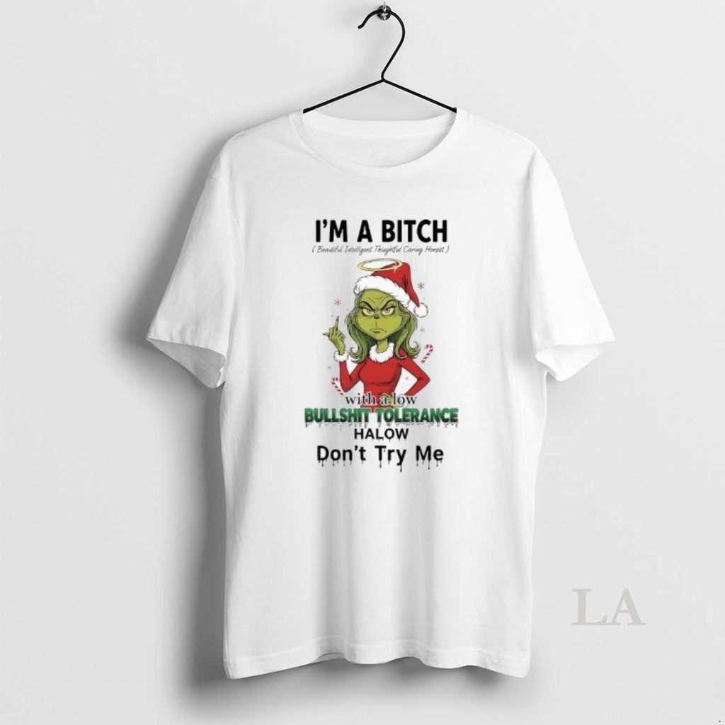 Original Grinch Xmas Low Bullshit Tolerance Www Halow Dont Try Me T-Shirts, Hoodie, Sweatshirt
