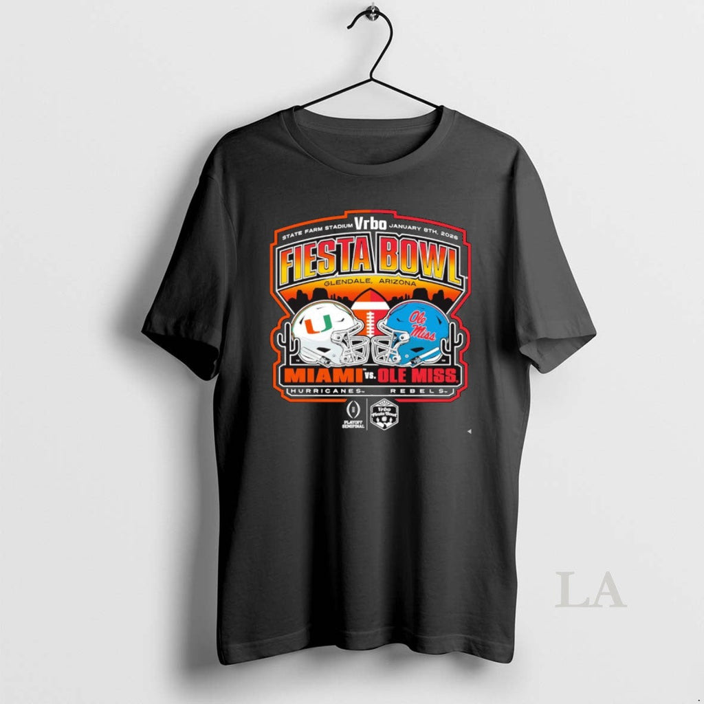 Original Miami Vs Ole Miss 2026 Vrbo Fiesta Bowl Matchup Cfp Semifinal Scripted T-Shirts, Hoodie, Sweatshirt