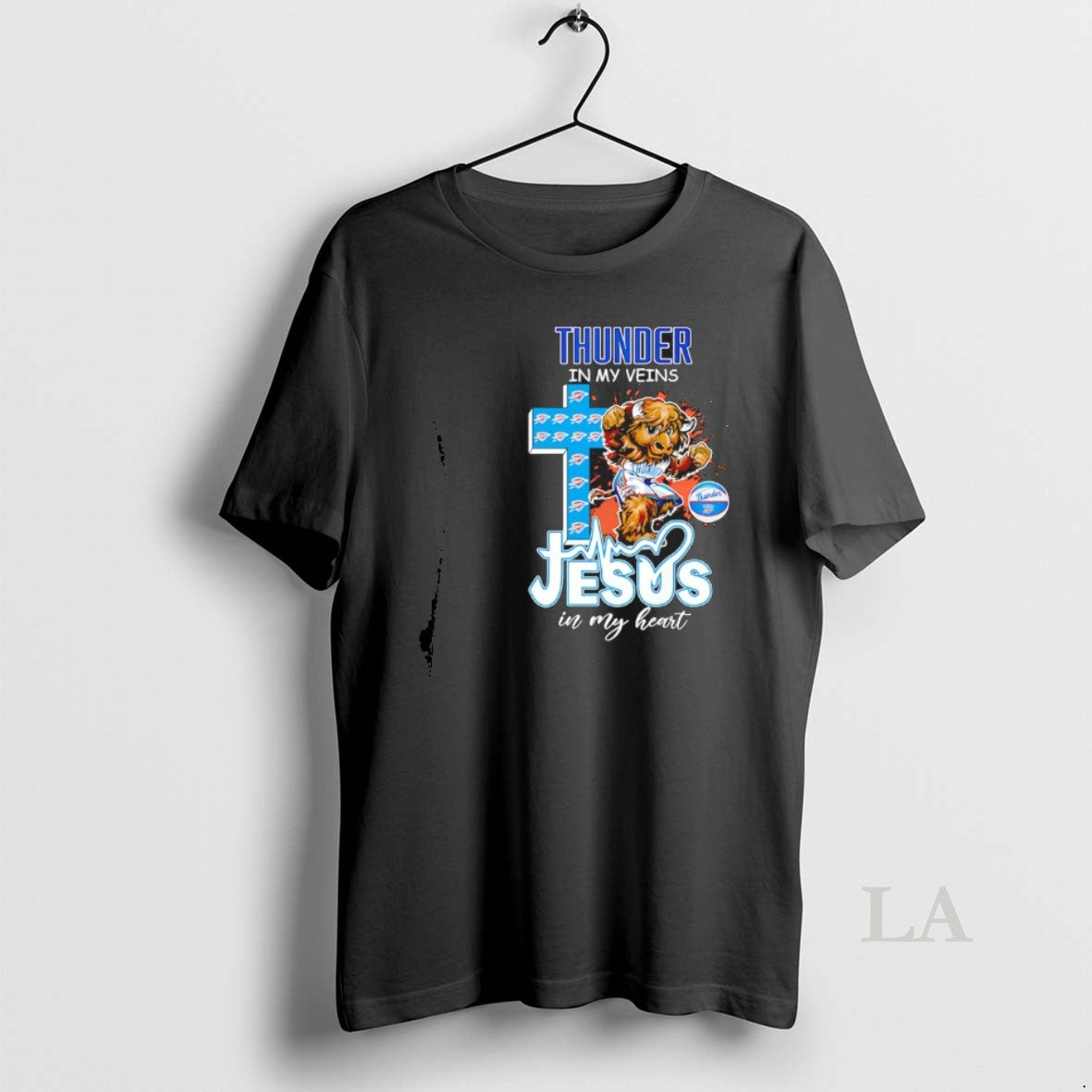 Original Oklahoma City Thunder My Veins Jesus My Heart Mascot T-Shirts, Hoodie, Sweatshirt