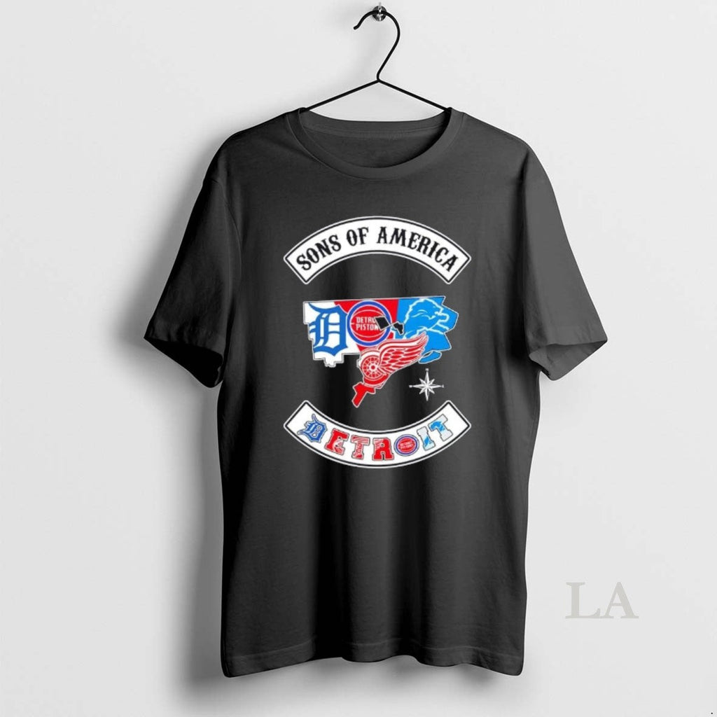 Original Son America Detroit Map Sports Logos Combine T-Shirts, Hoodie, Sweatshirt