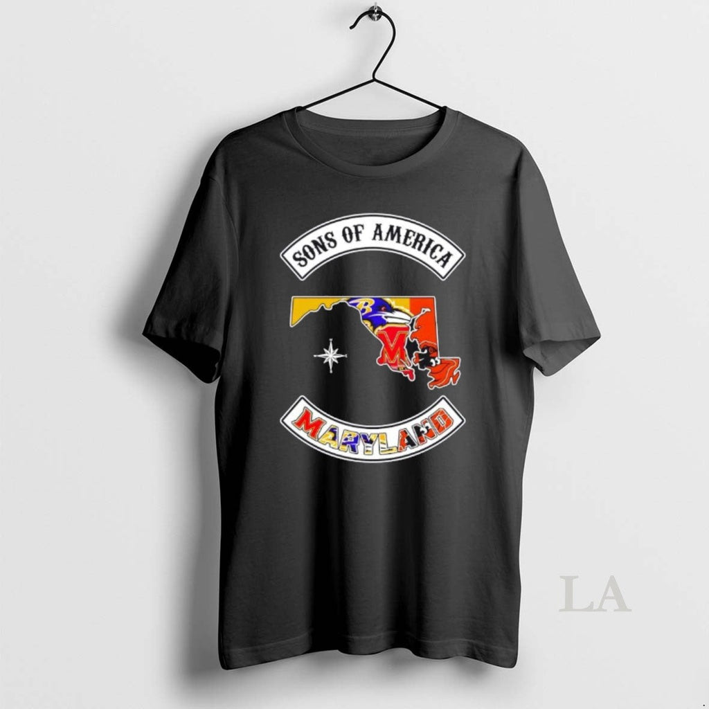 Original Son America Maryland Map Sports Logos Combine T-Shirts, Hoodie, Sweatshirt