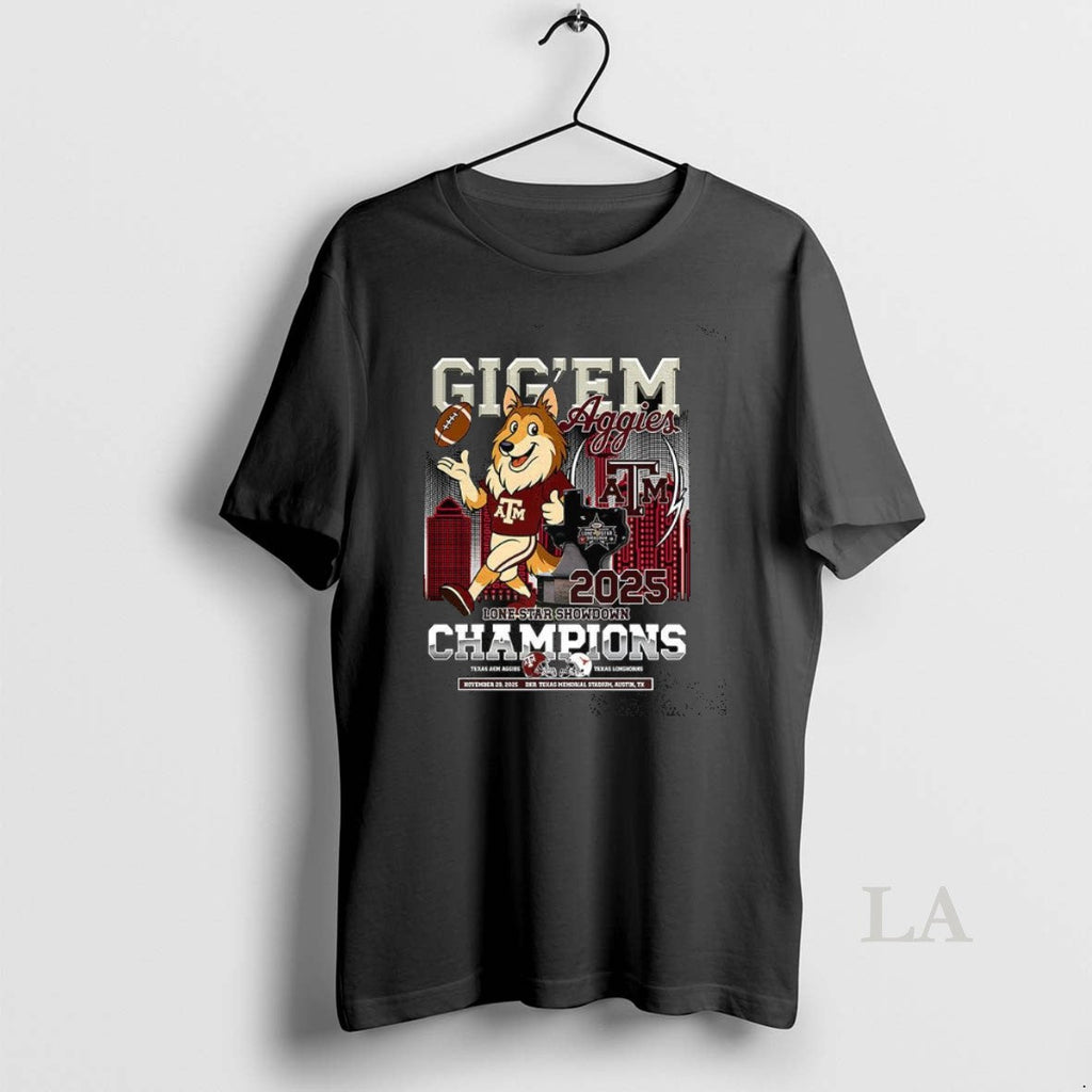 Original Texas Am Aggies Mascot Gig Em Lone Star Showdown Champions T-Shirts, Hoodie, Sweatshirt
