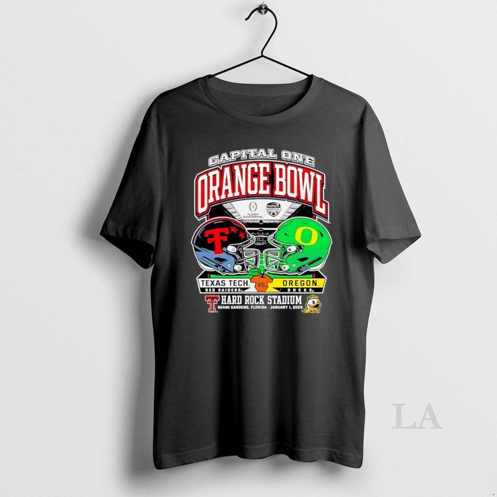 Original Texas Tech Vs Oregon 2025 Capital One Orange Bowl Helmet T-Shirts, Hoodie, Sweatshirt